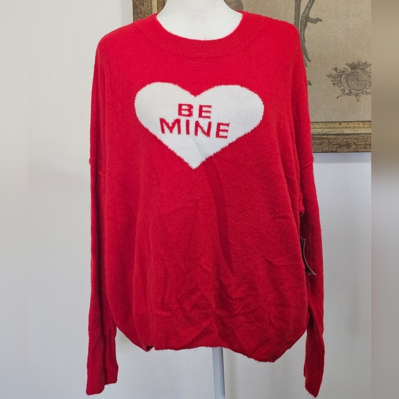 CeCe Women's Be Mine Heart Crewneck Long-Sleeve Sweater Pullover Size L - Picture 2 of 13
